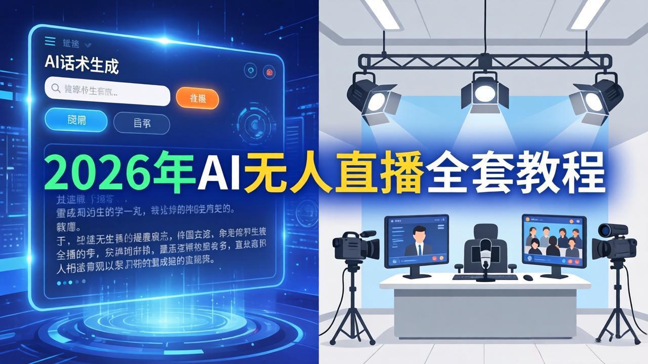 2026年AI无人直播全套教程：OBS安装+软件配置+直播间搭建+话术生成+一键开播实操这是一个演示站这是一个演示站