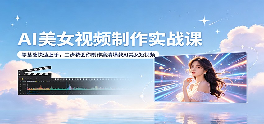 AI美女视频制作实战课：零基础快速上手，三步教会你制作高清爆款AI美女短视频这是一个演示站这是一个演示站