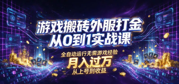 游戏搬砖外服打金从0到1实战课，从上号到收益，全自动运行无需游戏经验，月入过1W【揭秘】这是一个演示站这是一个演示站