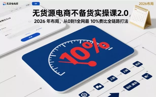 无货源电商不备货实操课2.0，2026年布局，从0到1全网最低10%费比全链路打法【更新26年7月22日】这是一个演示站这是一个演示站